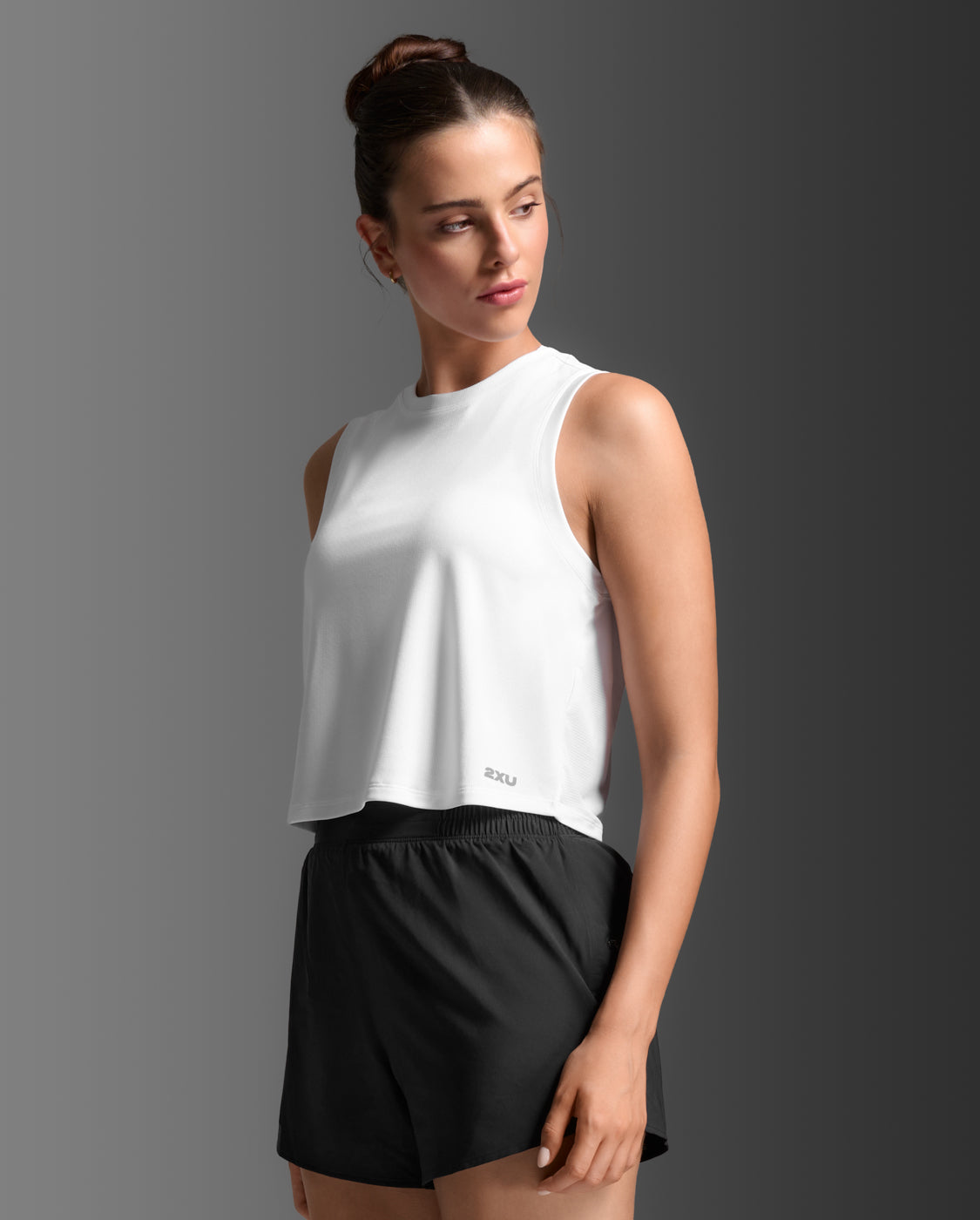 W Aero Crop Tank 女士 暢跑速乾排汗防曬短版背心 | 白