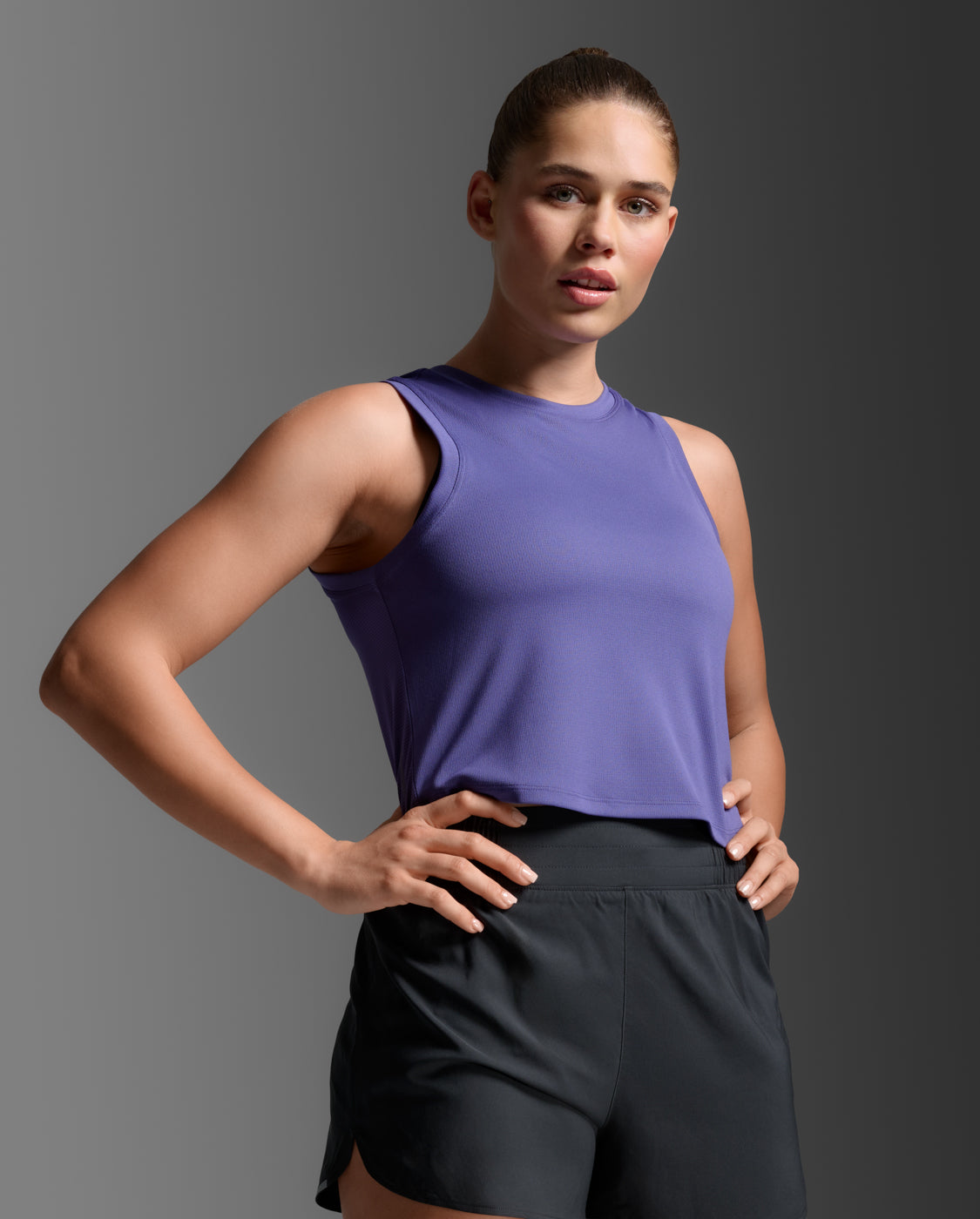 W Aero Crop Tank 女士 暢跑速乾排汗防曬短版背心 | 紫