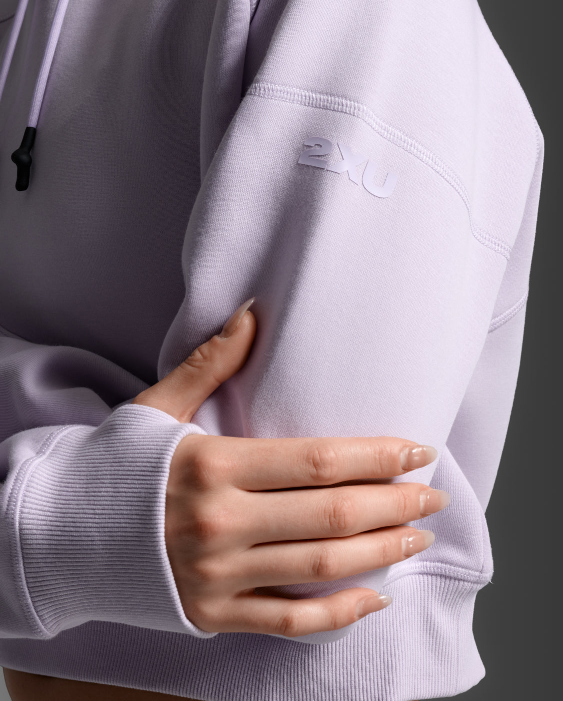 W Form Smooth Spacer Crop Hoodie 女士 舒適輕柔保暖短版機能連帽上衣|淺紫