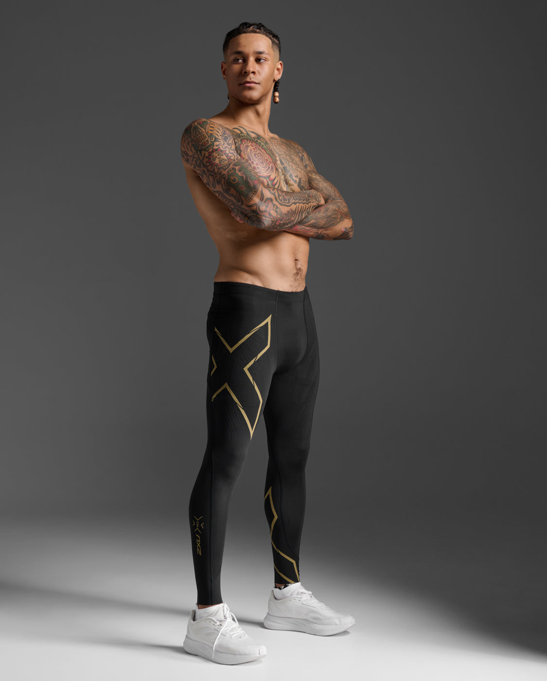 M Light Speed Compression Tights_男士 全長手機口袋輕盈奔馳MCS壓縮褲 | 黑/金