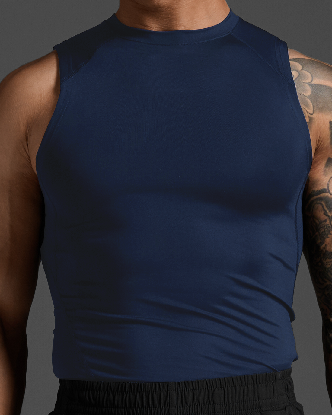 Core Compression Sleeveless Men's Quick-Drying Sleeveless Compression Top | Navy Blue