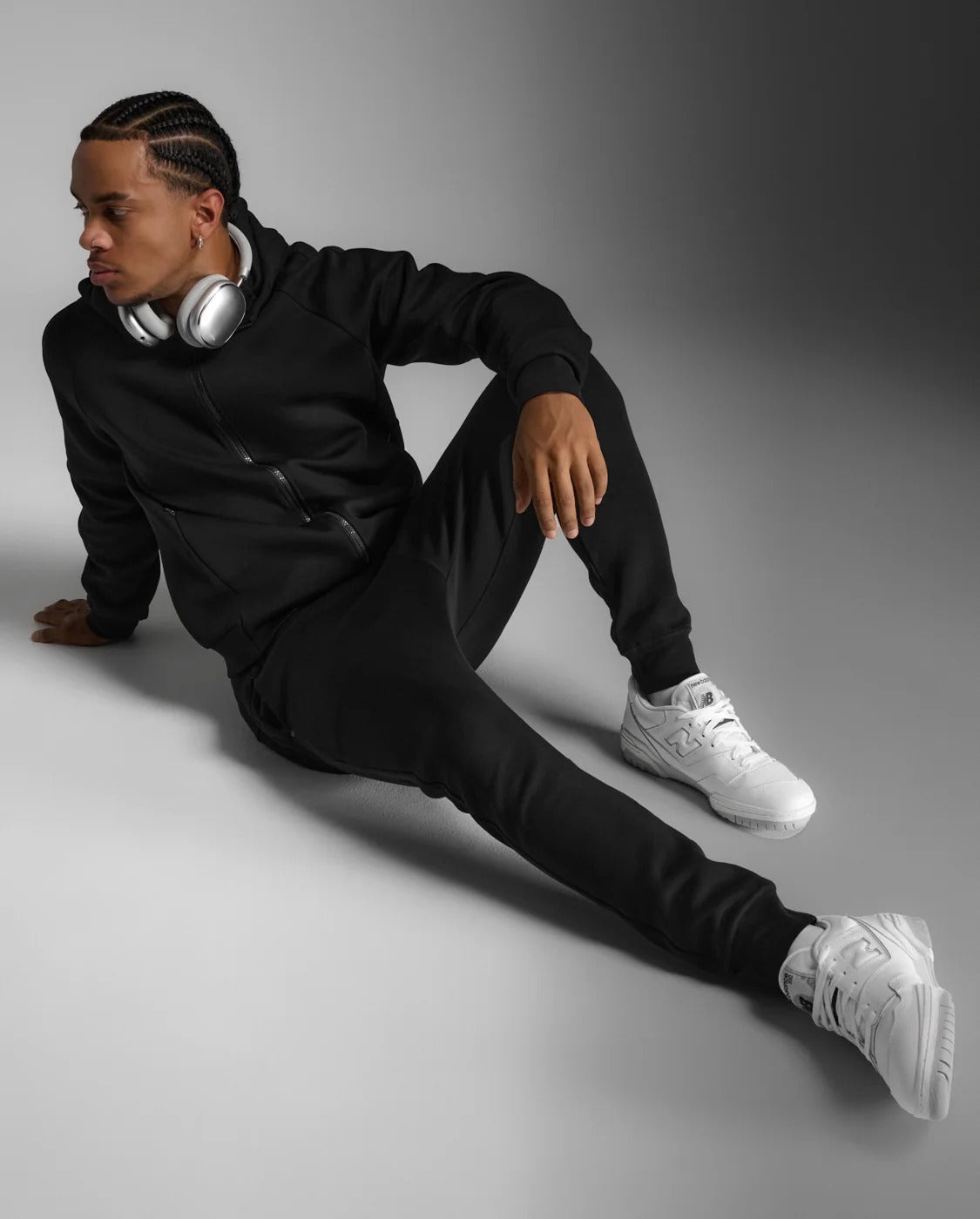 M Commute Smooth Spacer Full Zip 男士 通勤輕柔保暖修身全拉鍊連帽夾克|黑