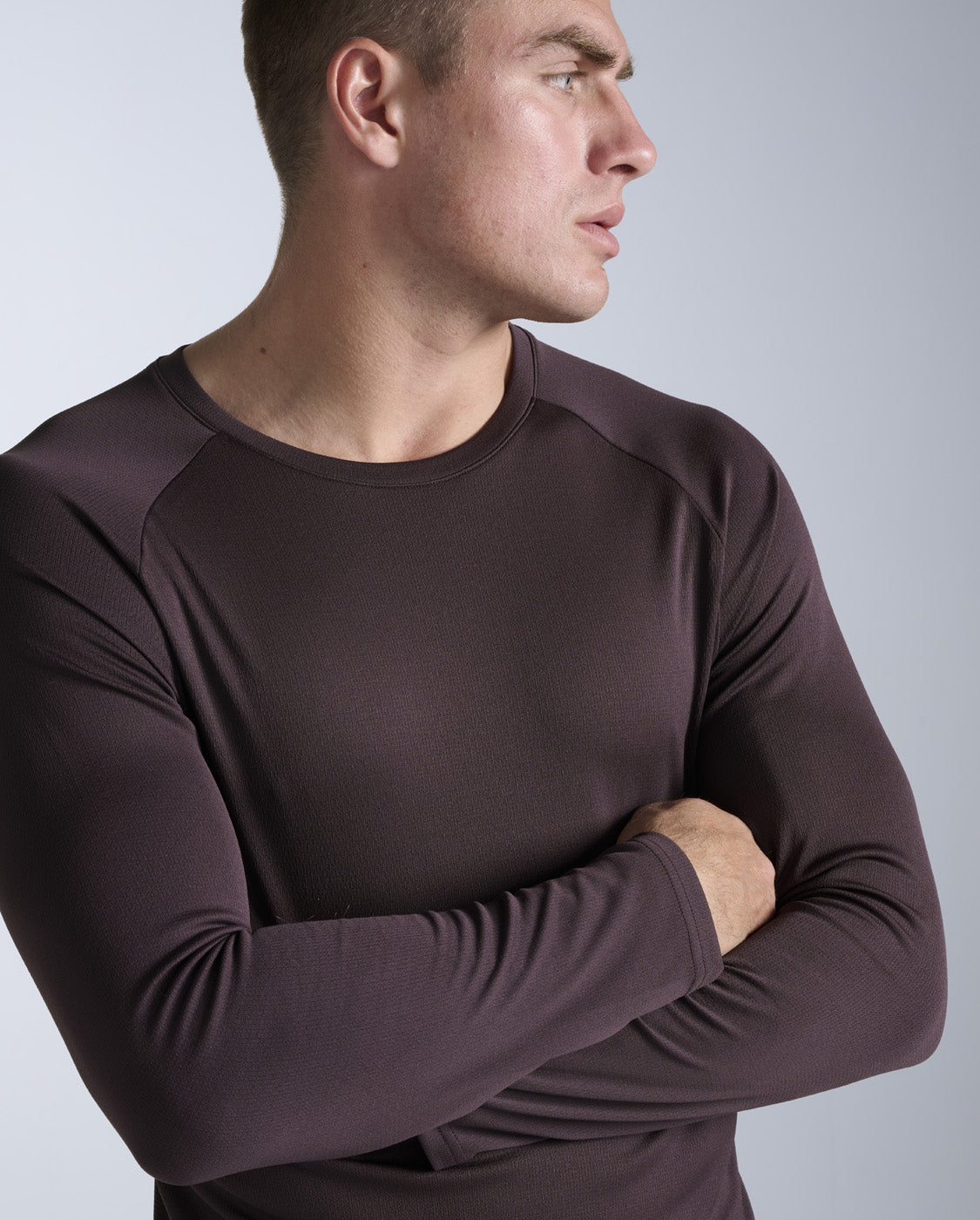 Aero Mesh Long Sleeve 男士 運動長袖上衣|樹皮棕