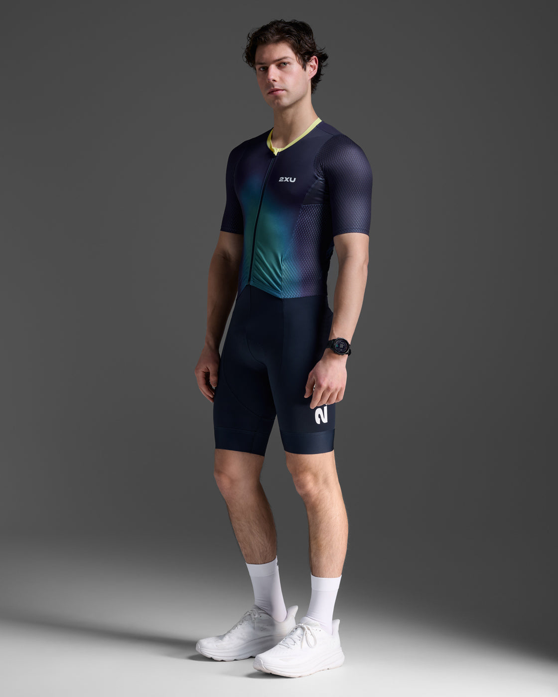 M Aero Hex Sleeved Trisuit 男士 暢跑流體動能選手實戰有袖連體三鐵衣|午夜藍