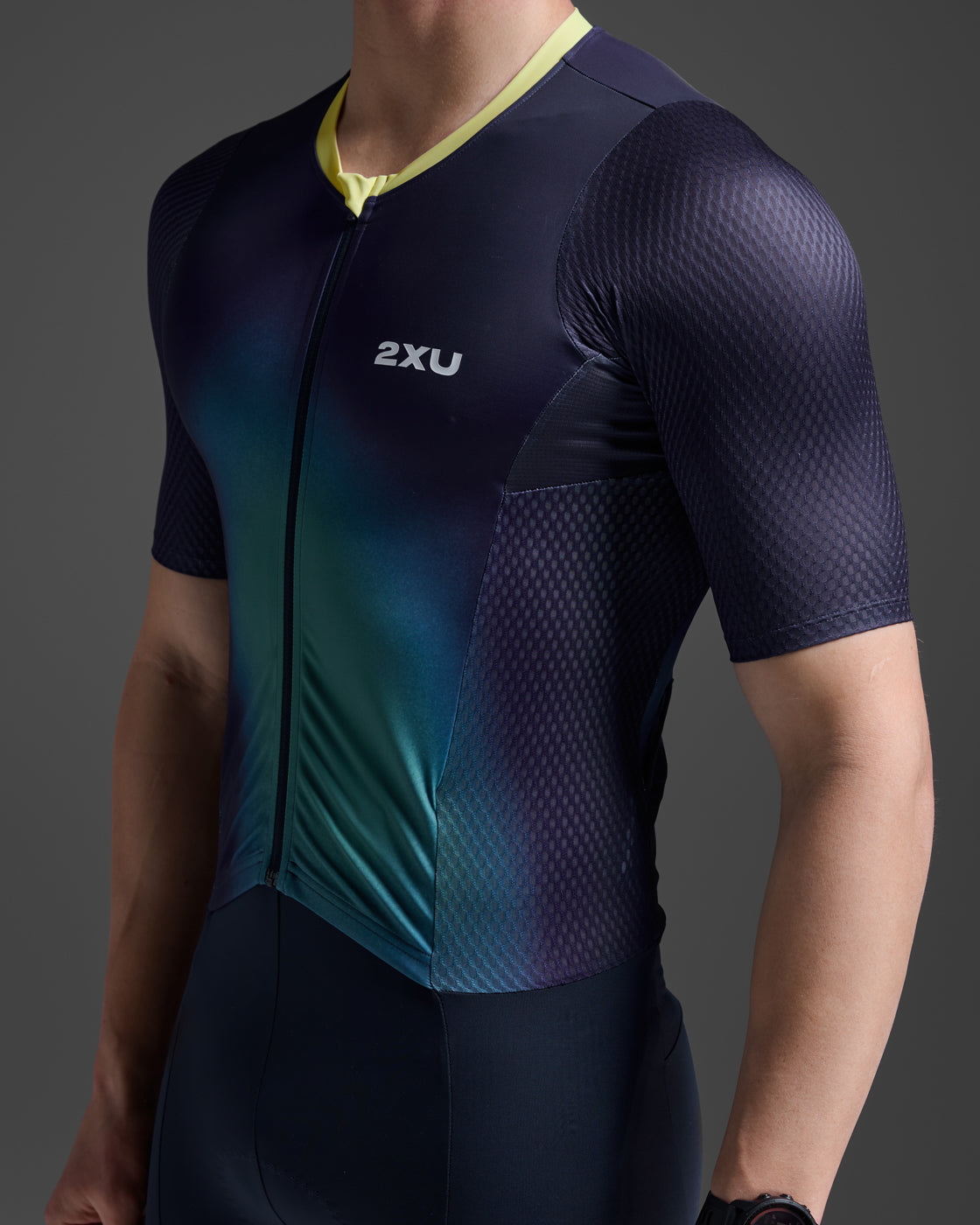 M Aero Hex Sleeved Trisuit 男士 暢跑流體動能選手實戰有袖連體三鐵衣|午夜藍