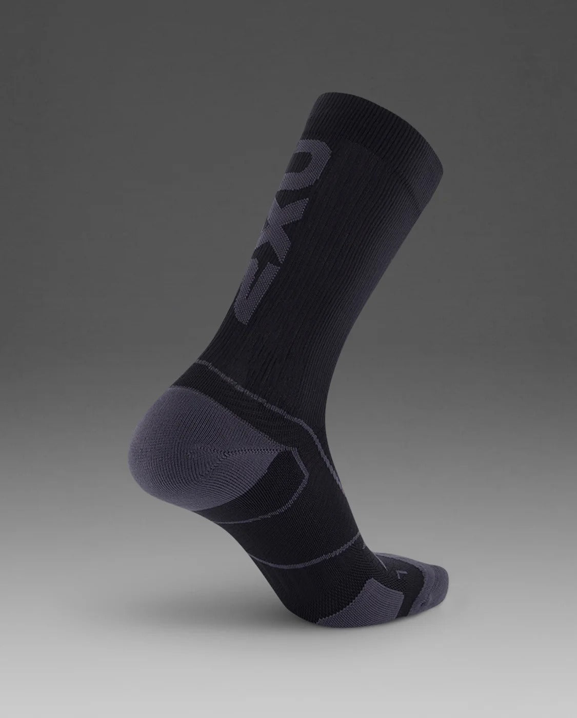 U Vectr Cushion Crew Socks 中性 速乾緩震足弓機能運動中筒跑襪|黑