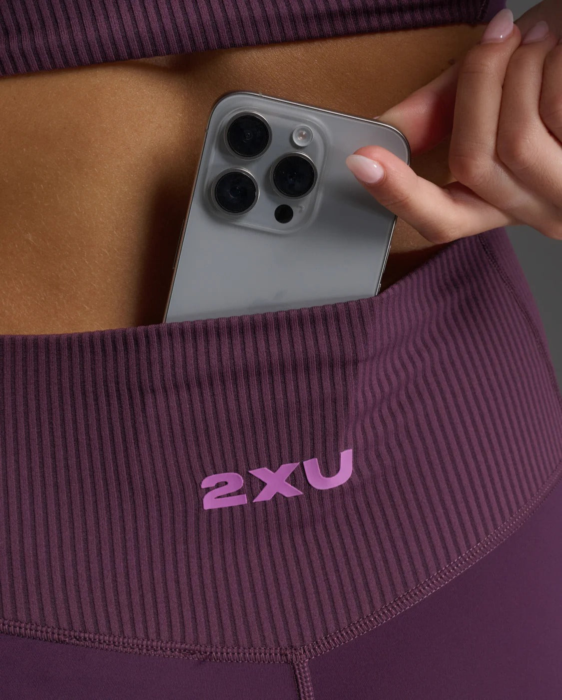 W Ribbed Hi-Rise Compression Tight 女士 羅紋高腰V型修身口袋壓縮褲|紫