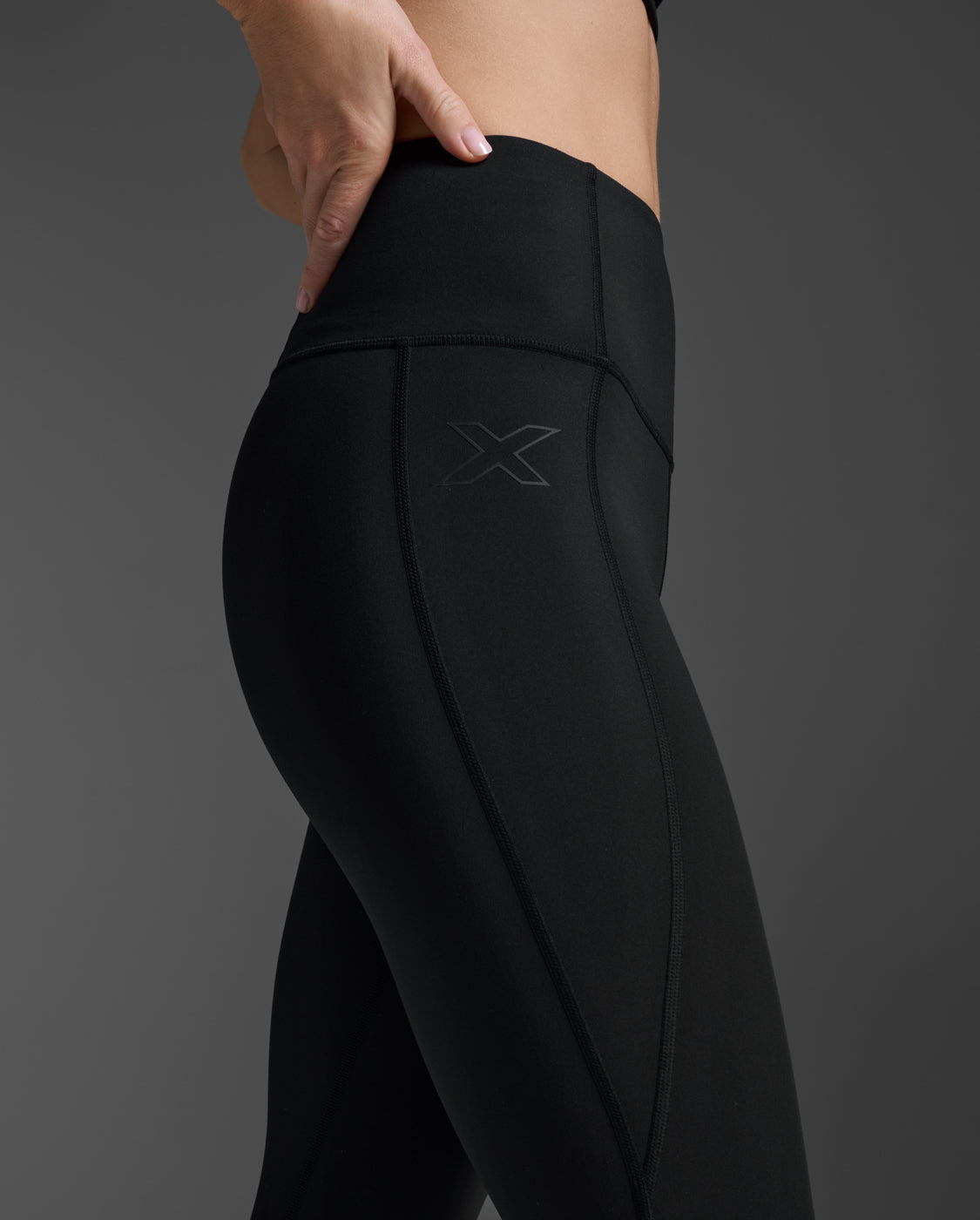 W Form Soft Touch Hi-Rise Compression Tights 女士 全長柔滑高腰手機口袋壓縮褲 | 黑