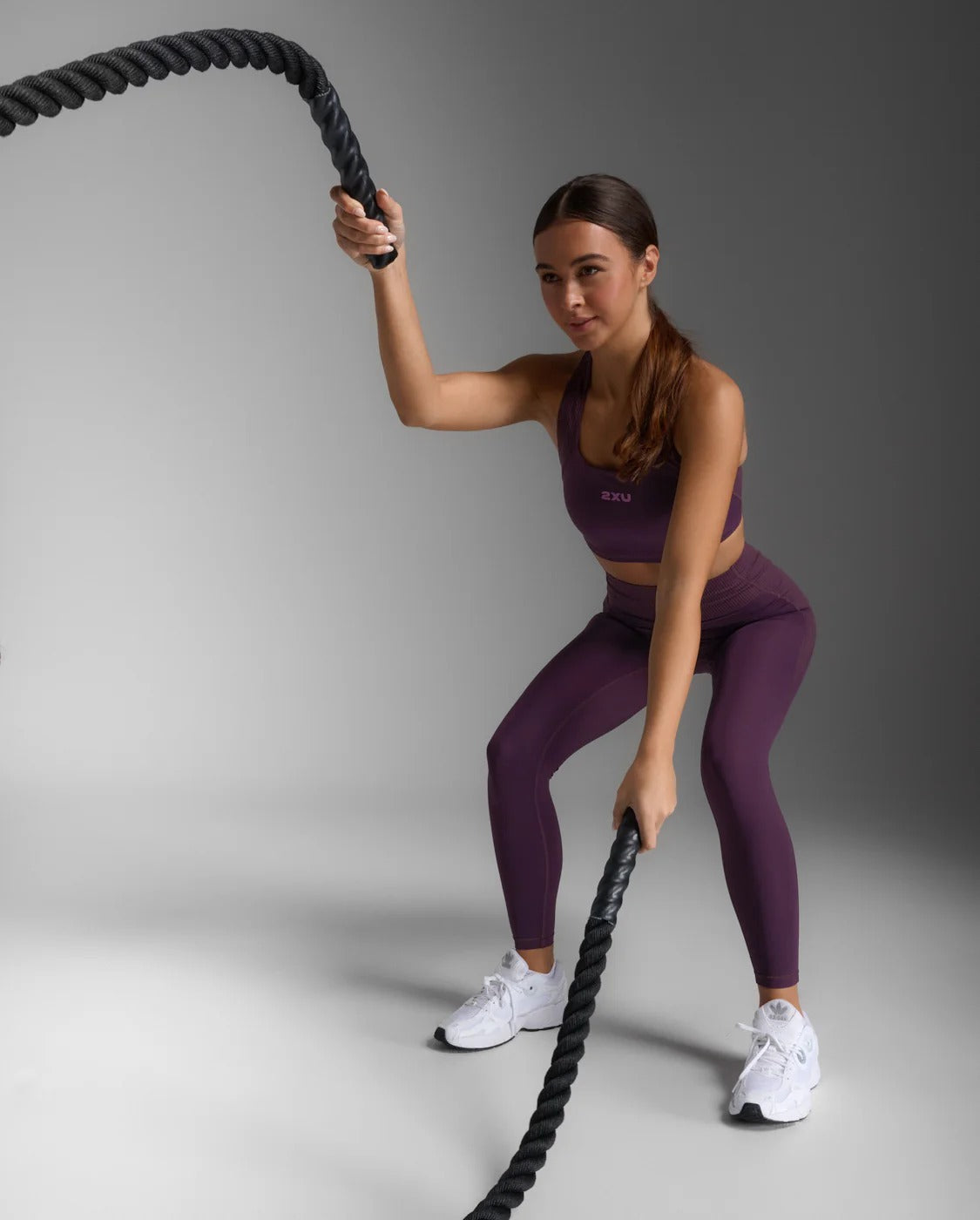 W Ribbed Longline Low Impact Bra 女士 羅紋長版V型美背低度支撐運動內衣|紫