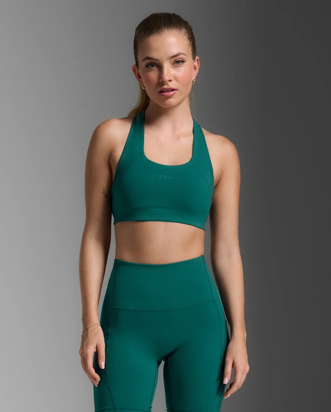 W Form Racerback Medium Impact Bra 女士 吸濕排汗工字背中度支撐U型運動內衣|森林綠