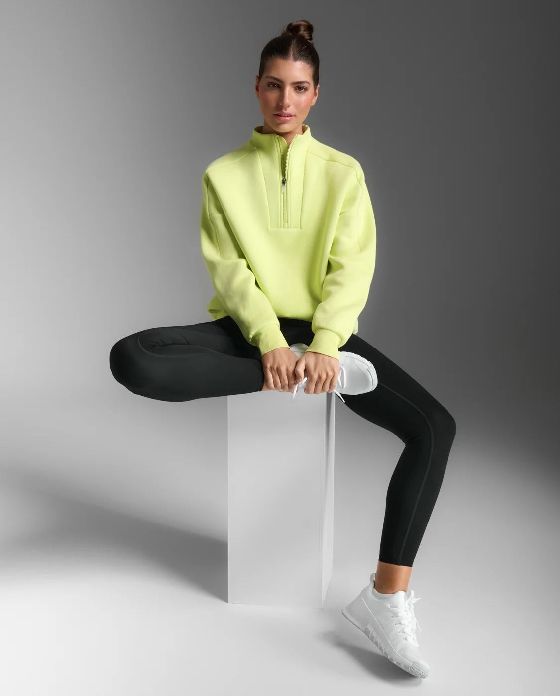 W Form Smooth Spacer 1/2 Zip 女士 修身順滑半拉鍊保暖長袖上衣|檸檬綠