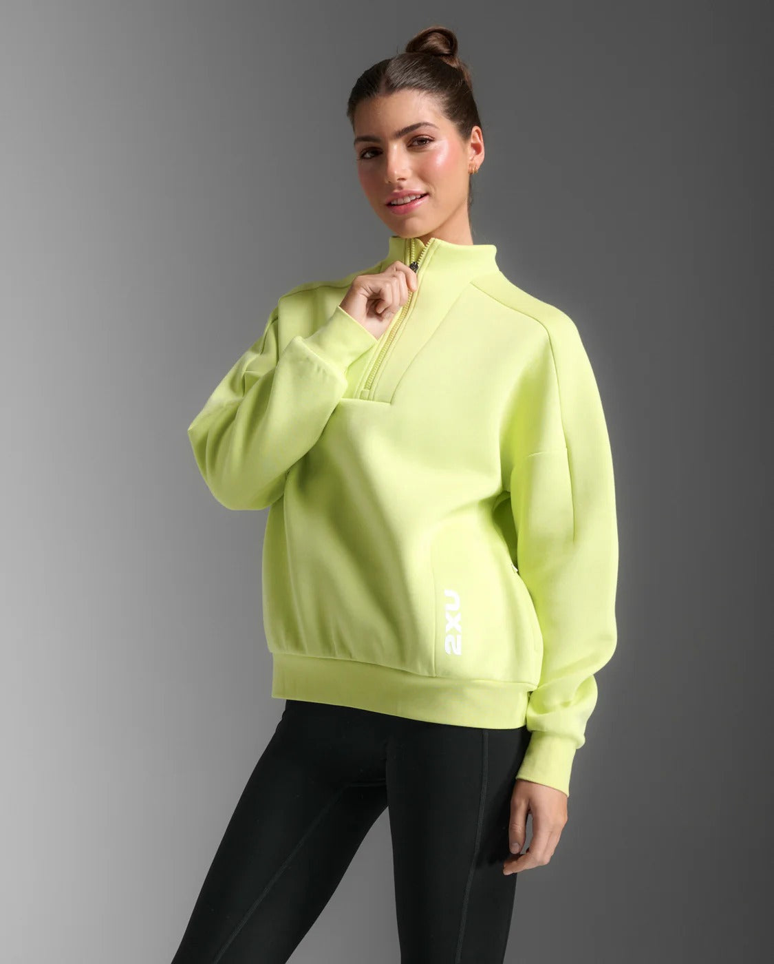 W Form Smooth Spacer 1/2 Zip 女士 修身順滑半拉鍊保暖長袖上衣|檸檬綠