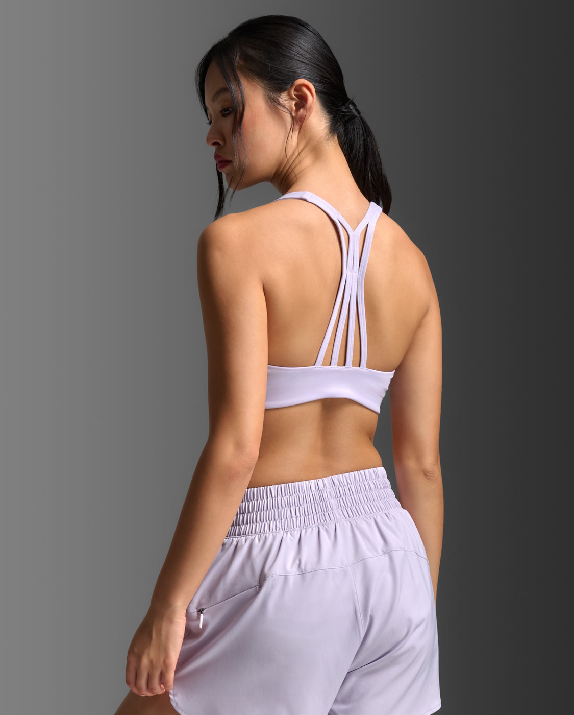 W Form Strappy Low Impact Bra 女士 吸濕排汗細肩帶低度支撐U型運動內衣｜淺紫