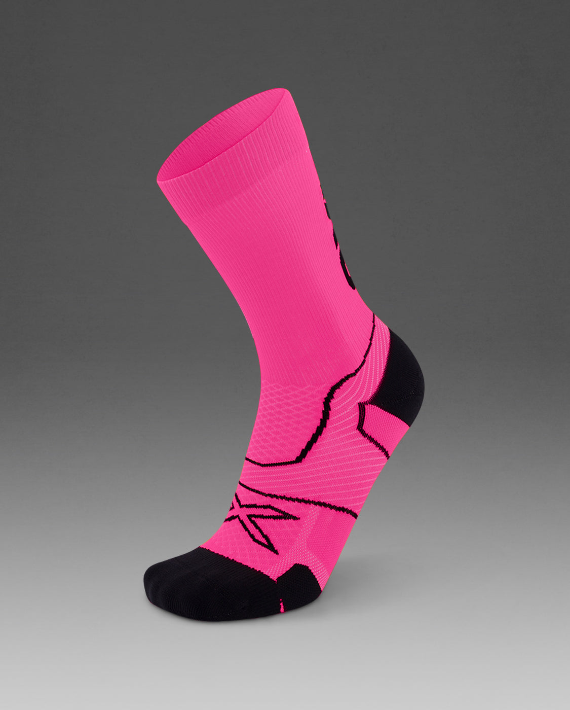 U Vectr Cushion Crew Socks 中性 速乾緩震足弓機能運動中筒跑襪襪｜桃紅
