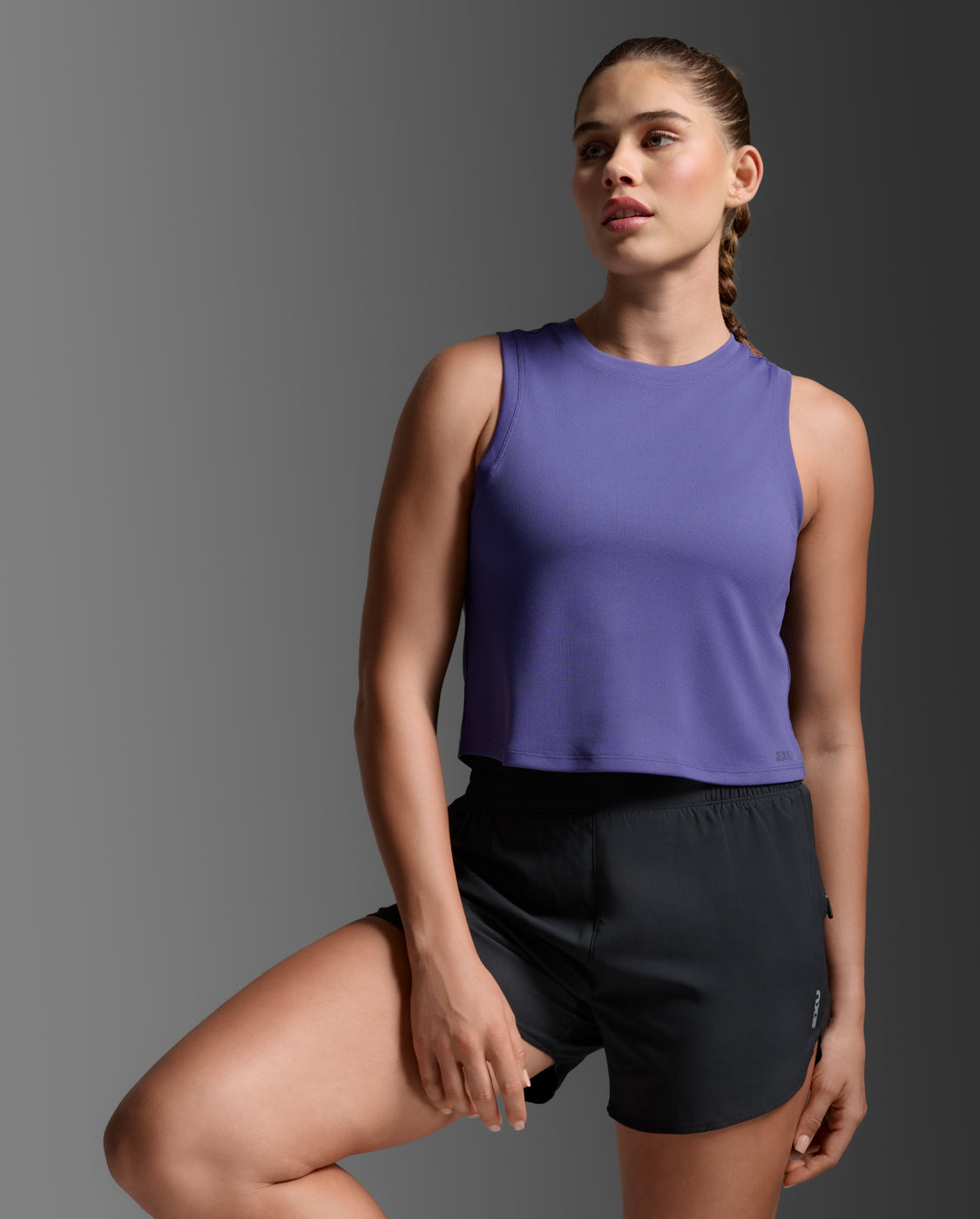 W Aero Crop Tank 女士 暢跑速乾排汗防曬短版背心 | 紫