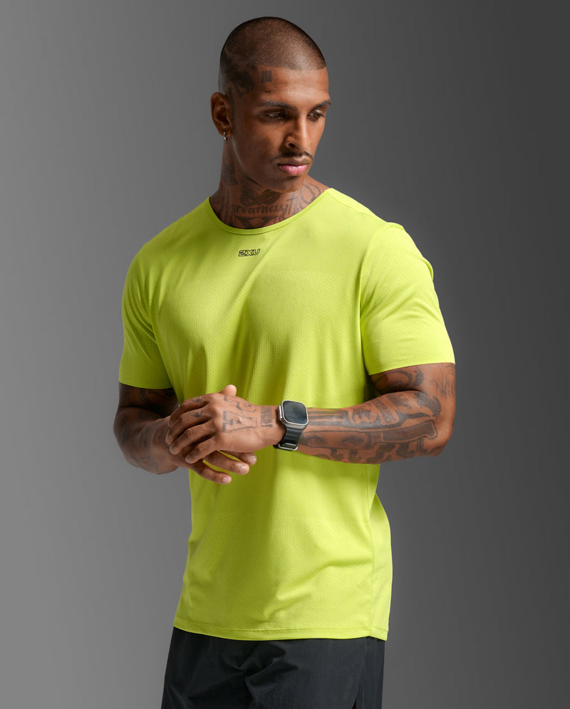 Light Speed ​​Tech Tee Men's Short-Sleeve Lightweight Mercedes-Benz High-End Sports Technology T-Shirt | Lemon Green 