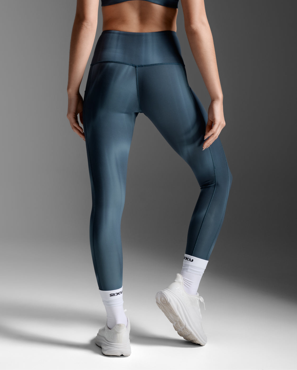 W Form Soft Touch Lineup Hi-Rise Compression Tights With Pockets 女士 柔感手機口袋修身高腰壓縮褲｜深鼠尾草綠
