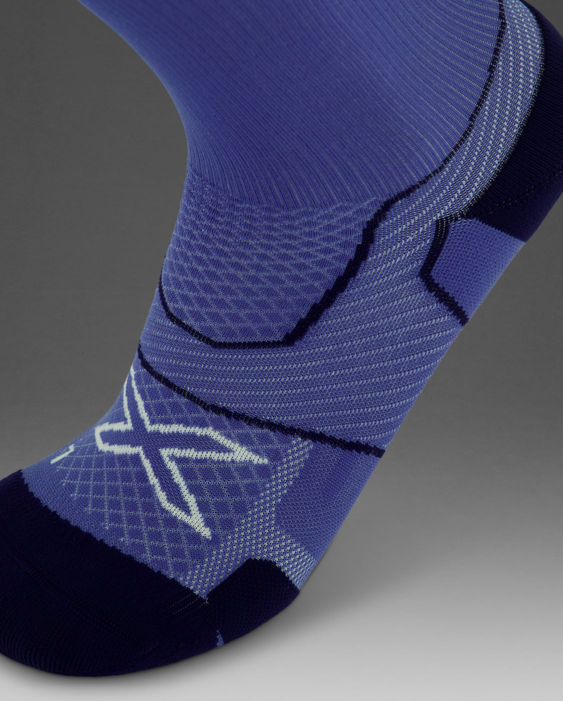 U Vectr Cushion Crew Socks 中性 速乾緩震足弓機能運動中筒跑襪｜天藍