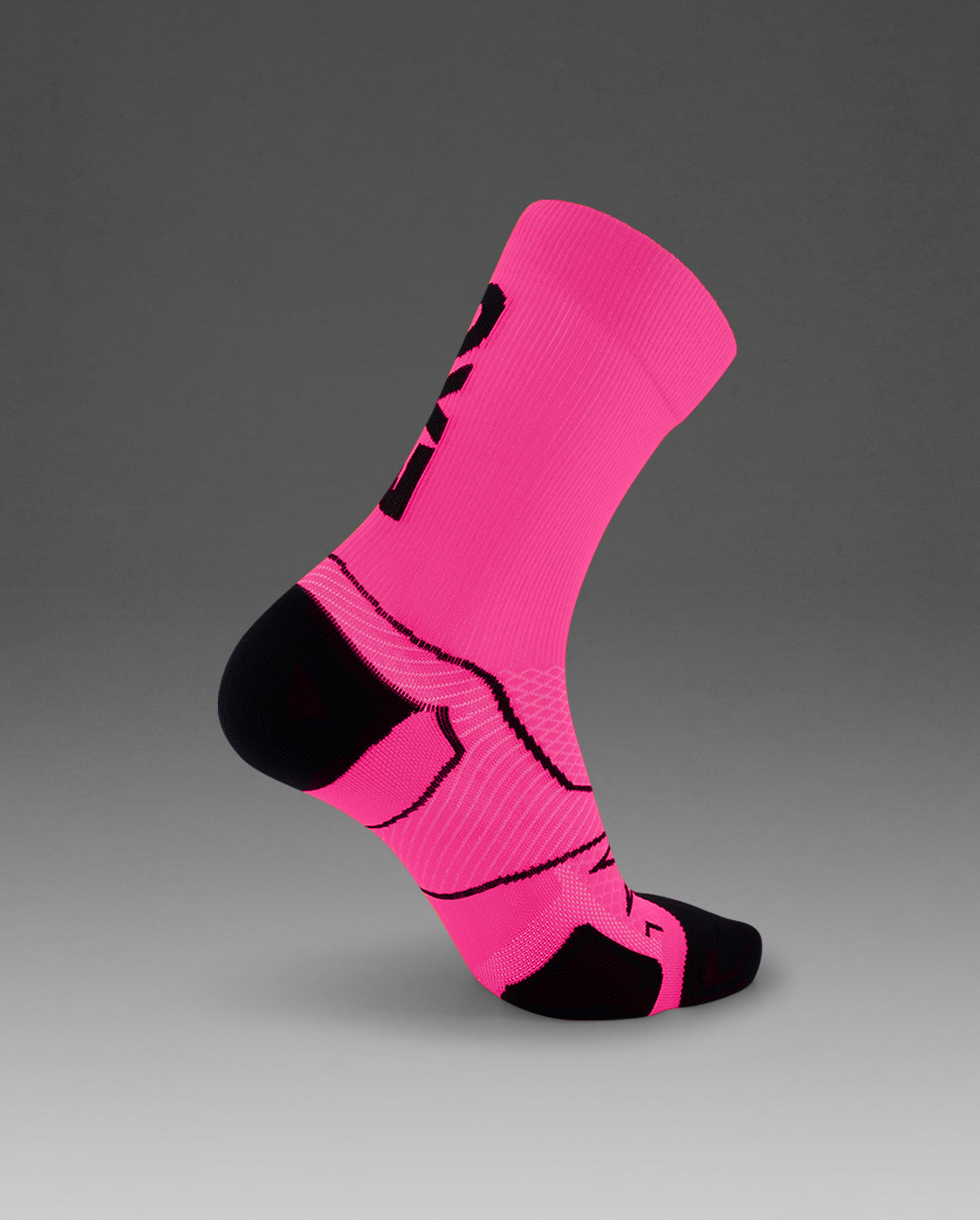 U Vectr Cushion Crew Socks 中性 速乾緩震足弓機能運動中筒跑襪襪｜桃紅