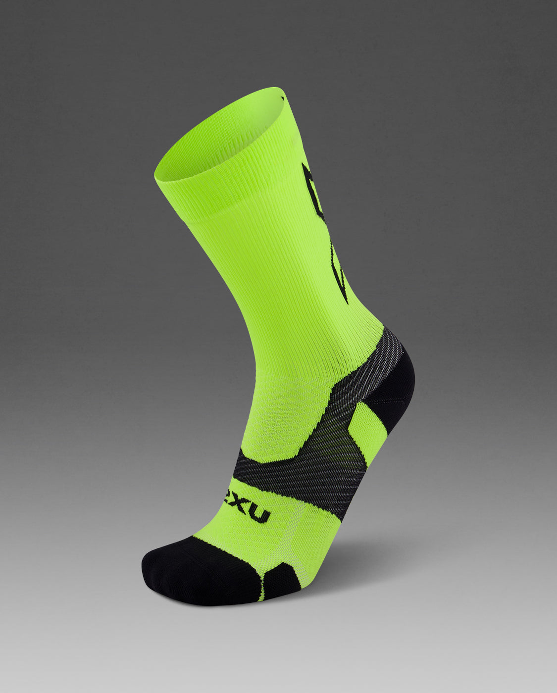 U Vectr Light Cushion Crew Socks 中性 輕量穩定緩震足弓機能中筒襪｜螢光綠