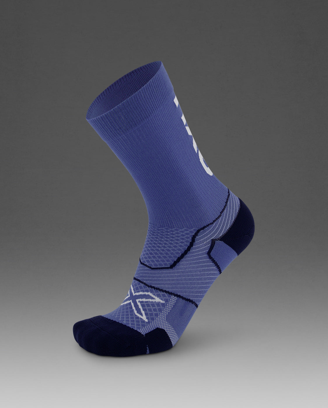 U Vectr Cushion Crew Socks 中性 速乾緩震足弓機能運動中筒跑襪｜天藍