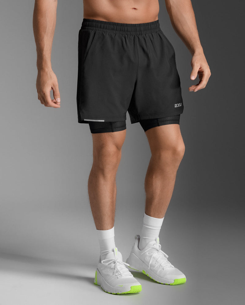 Aero Mesh 2-in-1 5 Inch Shorts for Men: Lightweight, Cooling, 5-inch Double-Layer Functional Training Shorts | Black