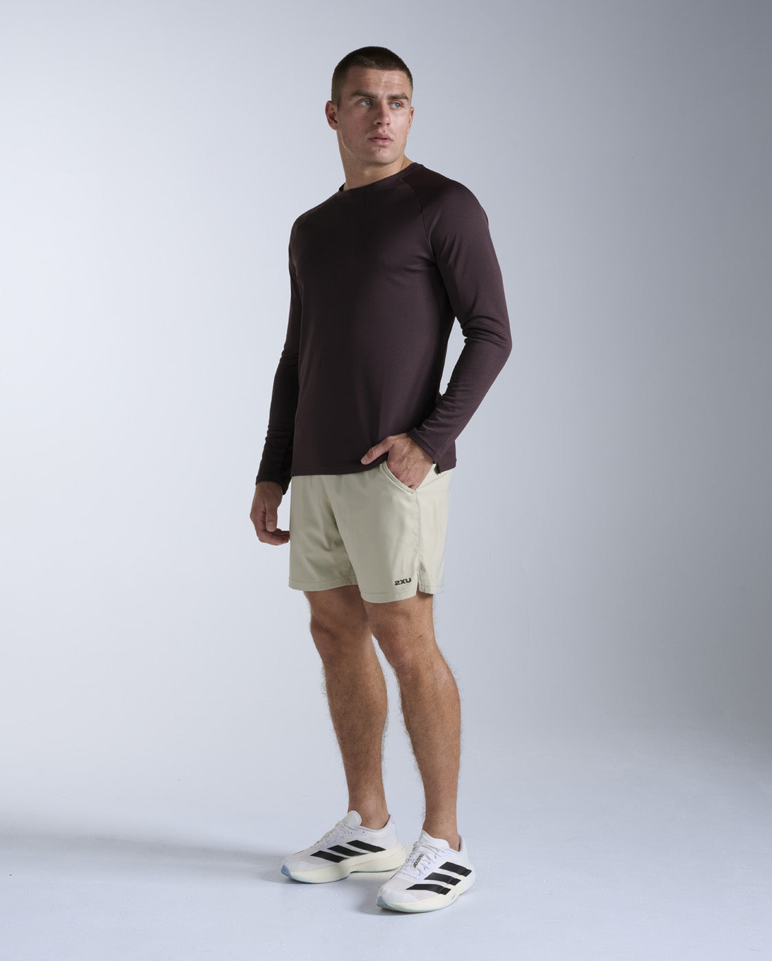 Aero Mesh Long Sleeve 男士 運動長袖上衣｜樹皮棕