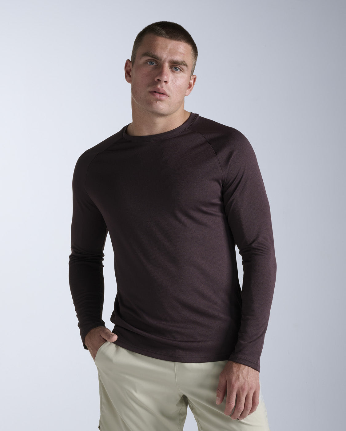 Aero Mesh Long Sleeve 男士 運動長袖上衣｜樹皮棕