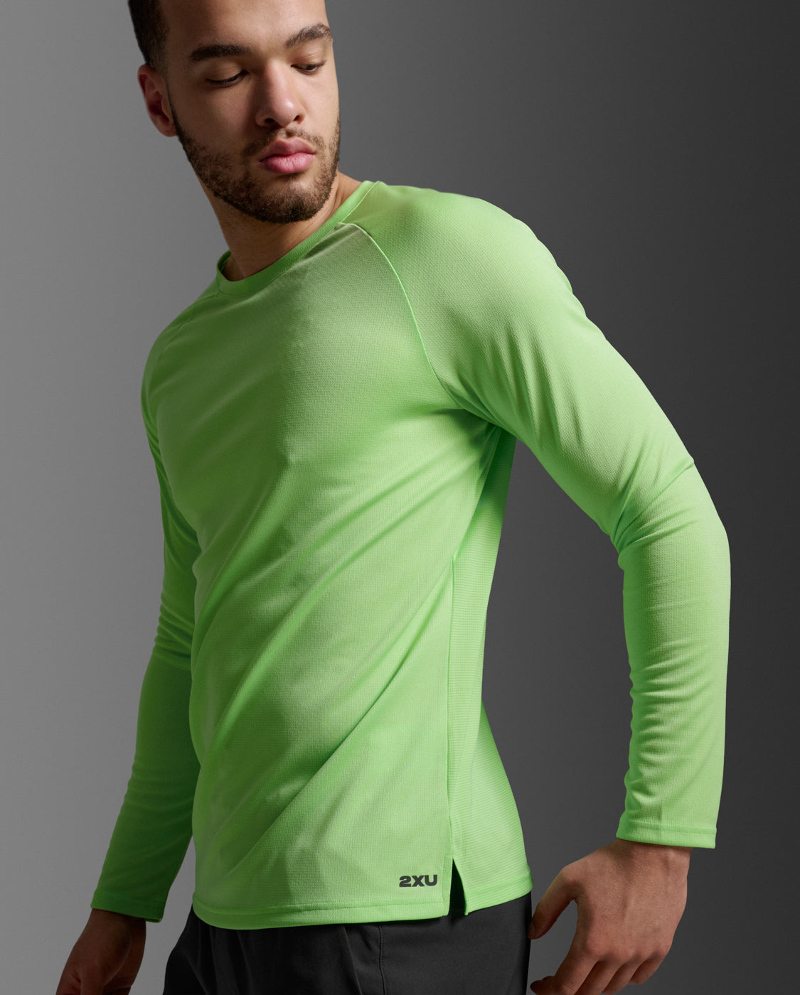 Aero Mesh Long Sleeve 男士 運動長袖上衣｜螢光綠