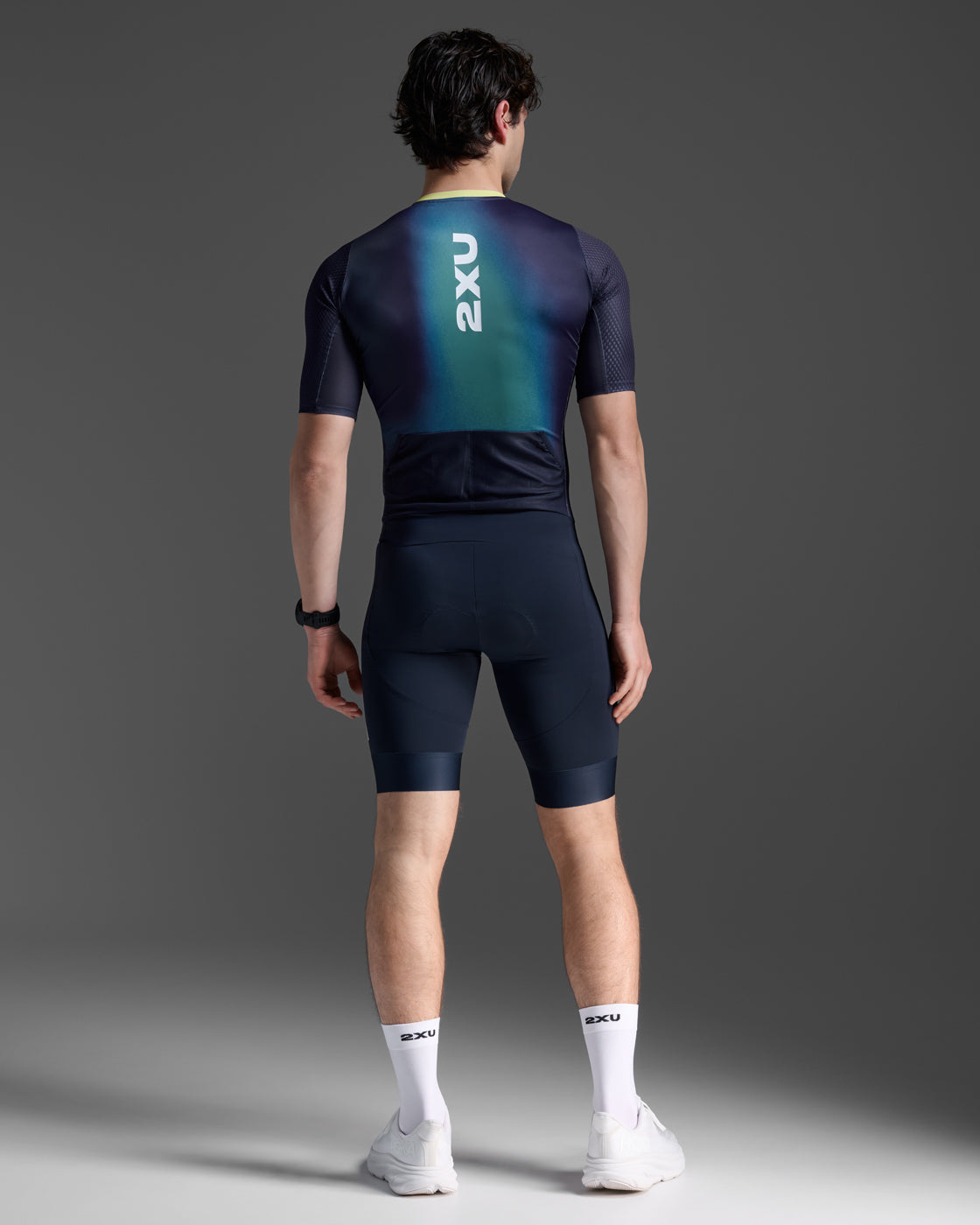 M Aero Hex Sleeved Trisuit 男士 暢跑流體動能選手實戰有袖連體三鐵衣｜午夜藍