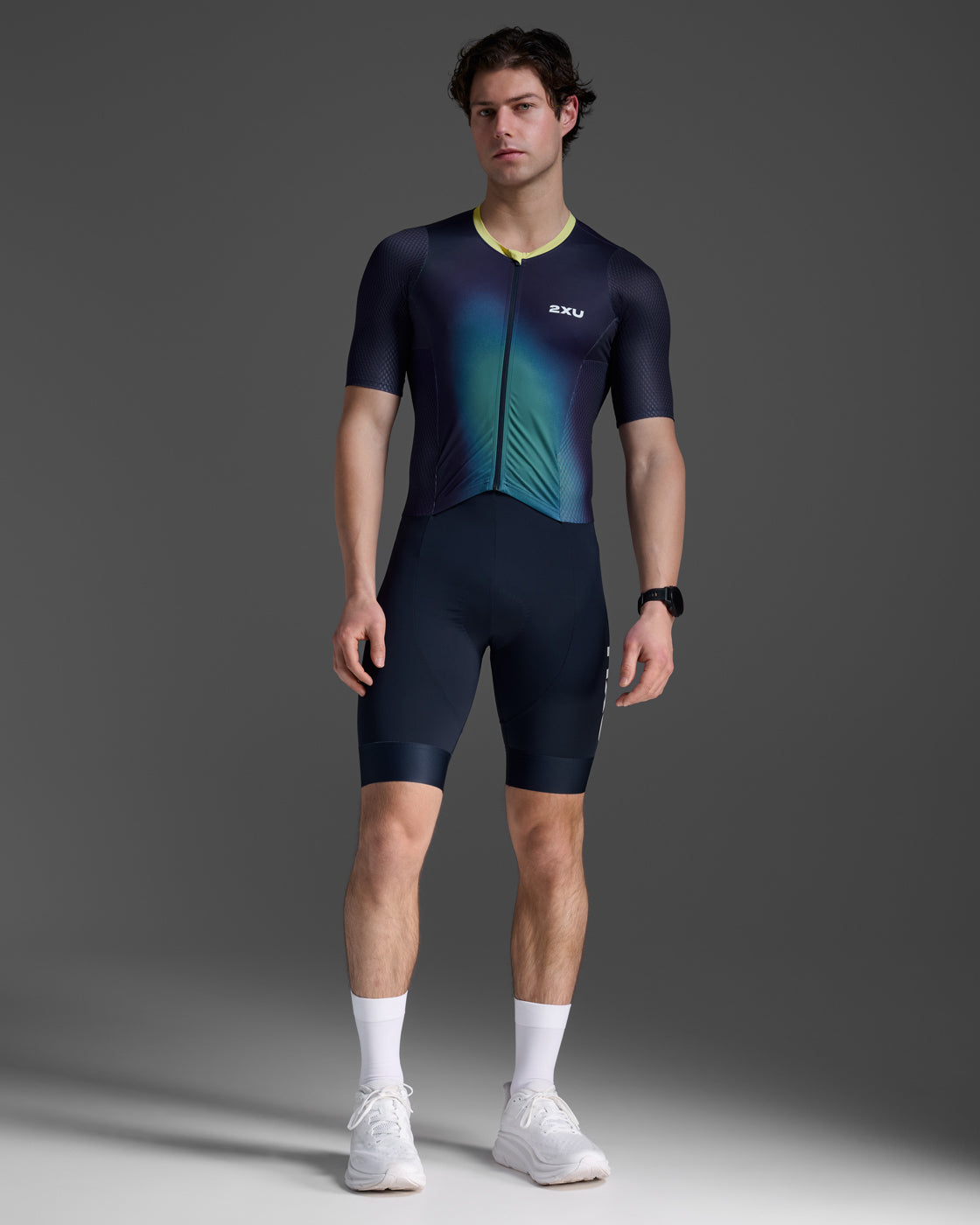 M Aero Hex Sleeved Trisuit 男士 暢跑流體動能選手實戰有袖連體三鐵衣｜午夜藍