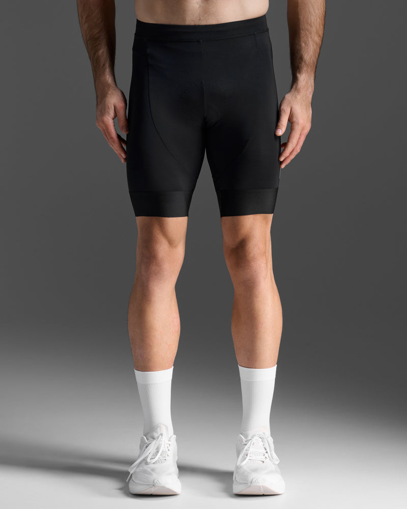 Aero Tri 9 Inch Shorts for Men - Compression Shorts for Running, Fluid Dynamics, and Triathlon Performance (9 Inch) | Black