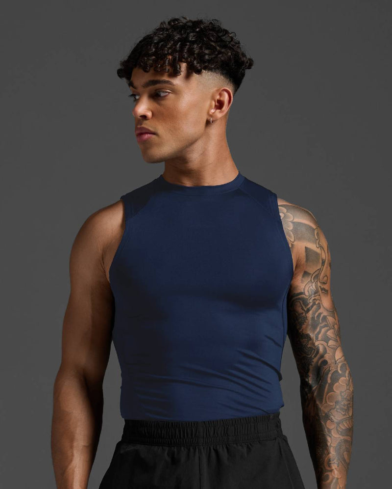 Core Compression Sleeveless Men's Quick-Drying Sleeveless Compression Top | Navy Blue