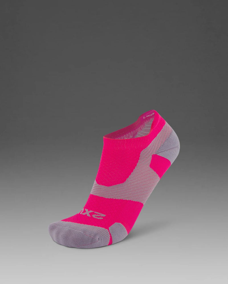 Vectr Light Cushion No Show Compression Socks - Unisex Lightweight Arch Support Cushioning Invisible Sports Compression Socks | Pink/Grey