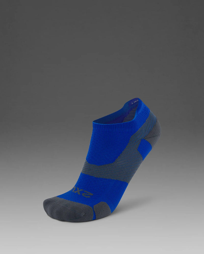 Vectr Light Cushion No Show Compression Socks - Unisex Lightweight Arch Support Cushioning Invisible Sports Compression Socks | Blue/Grey