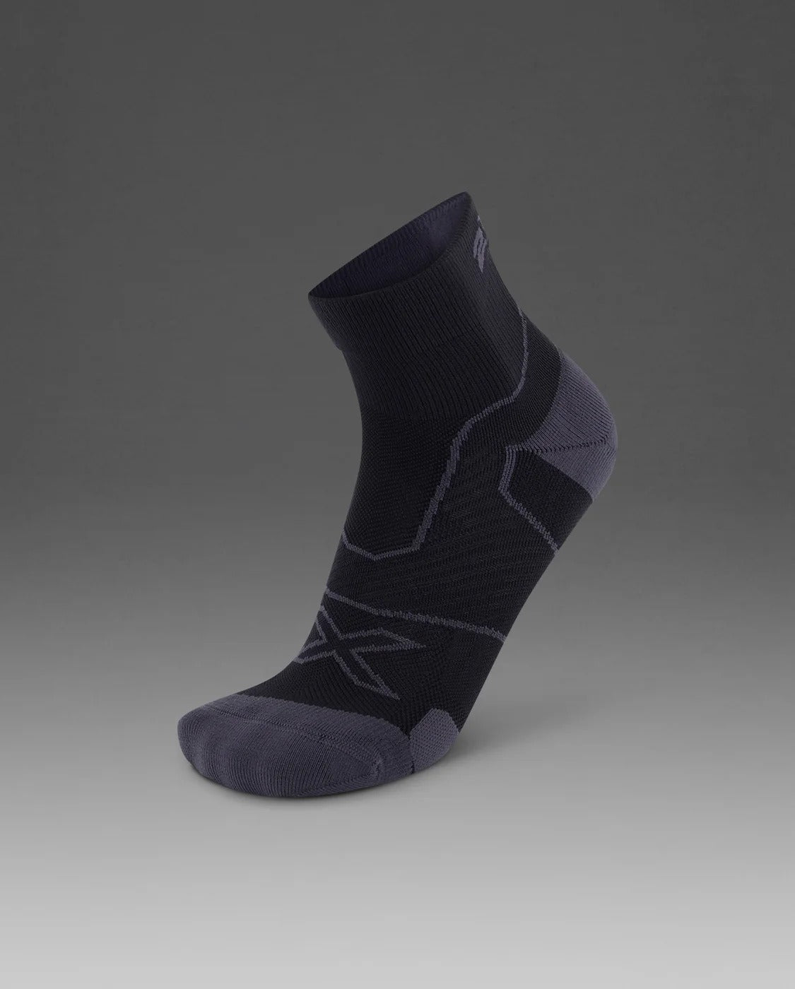 U Vectr Cushion 1/4 Crew Compression Socks 中性 穩定緩震足弓機能防滑運動1/4壓縮襪｜黑