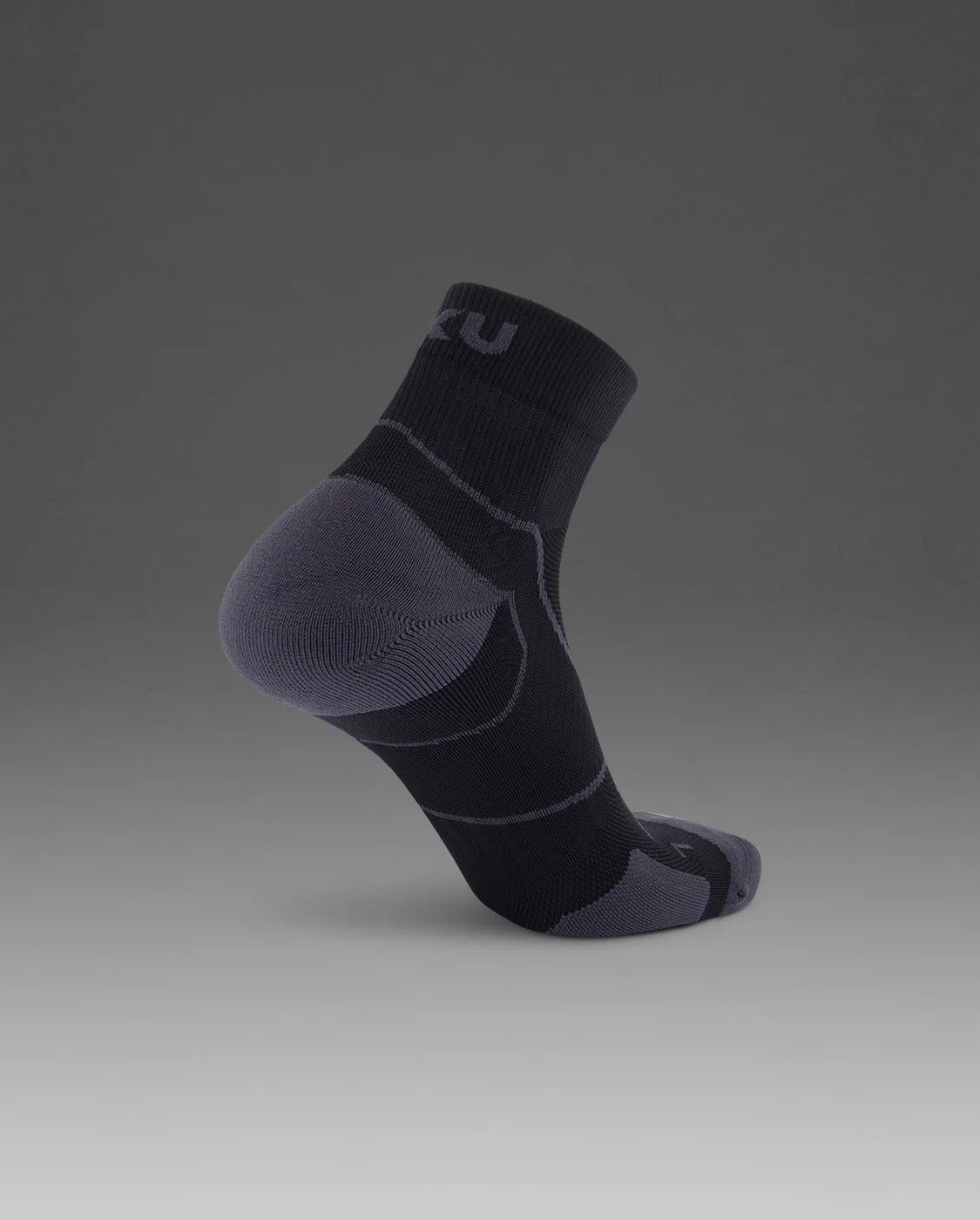 U Vectr Cushion 1/4 Crew Compression Socks 中性 穩定緩震足弓機能防滑運動1/4壓縮襪｜黑