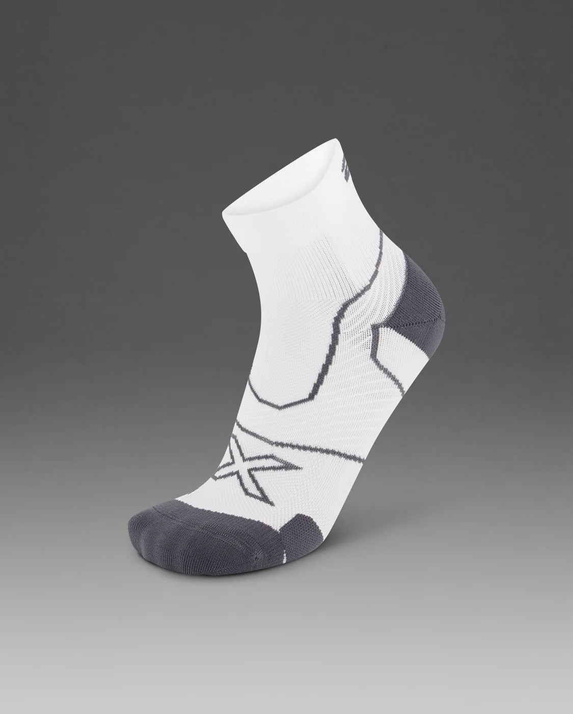 U Vectr Cushion 1/4 Crew Compression Socks 中性 穩定緩震足弓機能防滑運動1/4壓縮襪｜白