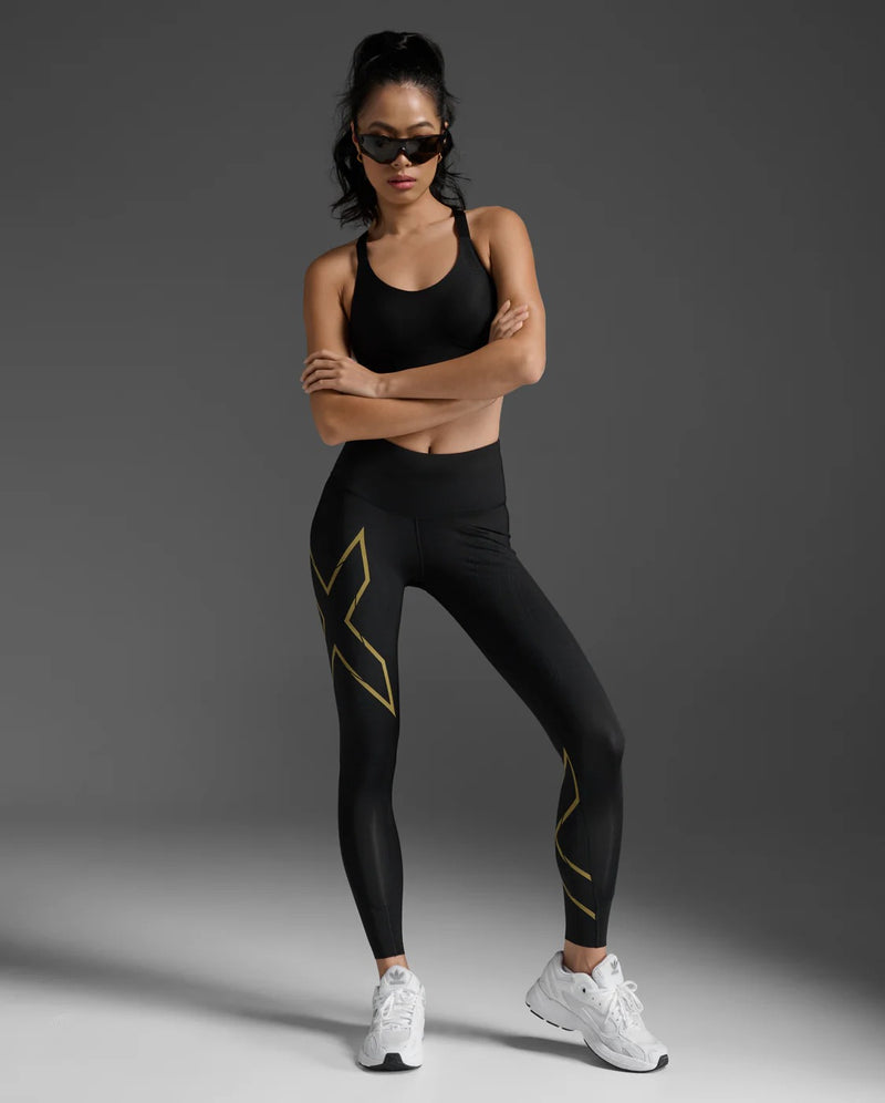 Light Speed Mid-Rise Compression Tights 女士 中腰MCS壓縮長褲｜黑/金