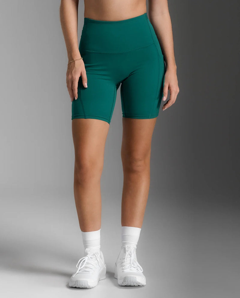 Form Stash Hi-Rise 6" Bike Shorts With Pockets Women's High-Waisted 6" Anti-Pilling Pocket Shorts | Forest Green 