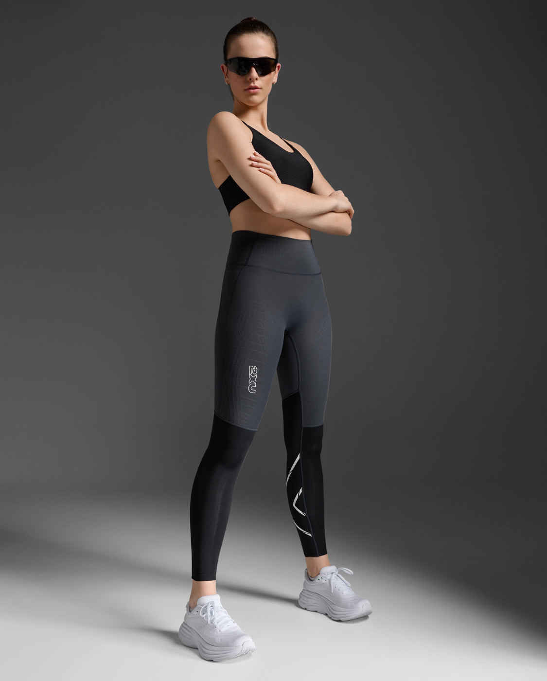 Light Speed React Hi-Rise Compression Tights 女士 全長中腰機能口袋輕盈奔馳壓MCS壓縮褲｜黑