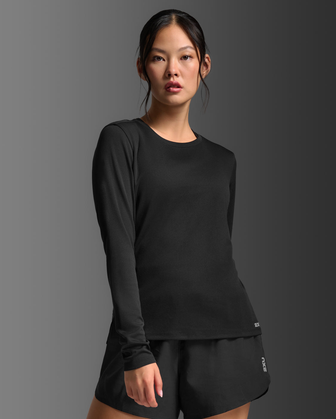 W Aero Long Sleeve 女士 暢跑透氣排汗快乾UPF防曬長袖運動上衣 | 黑