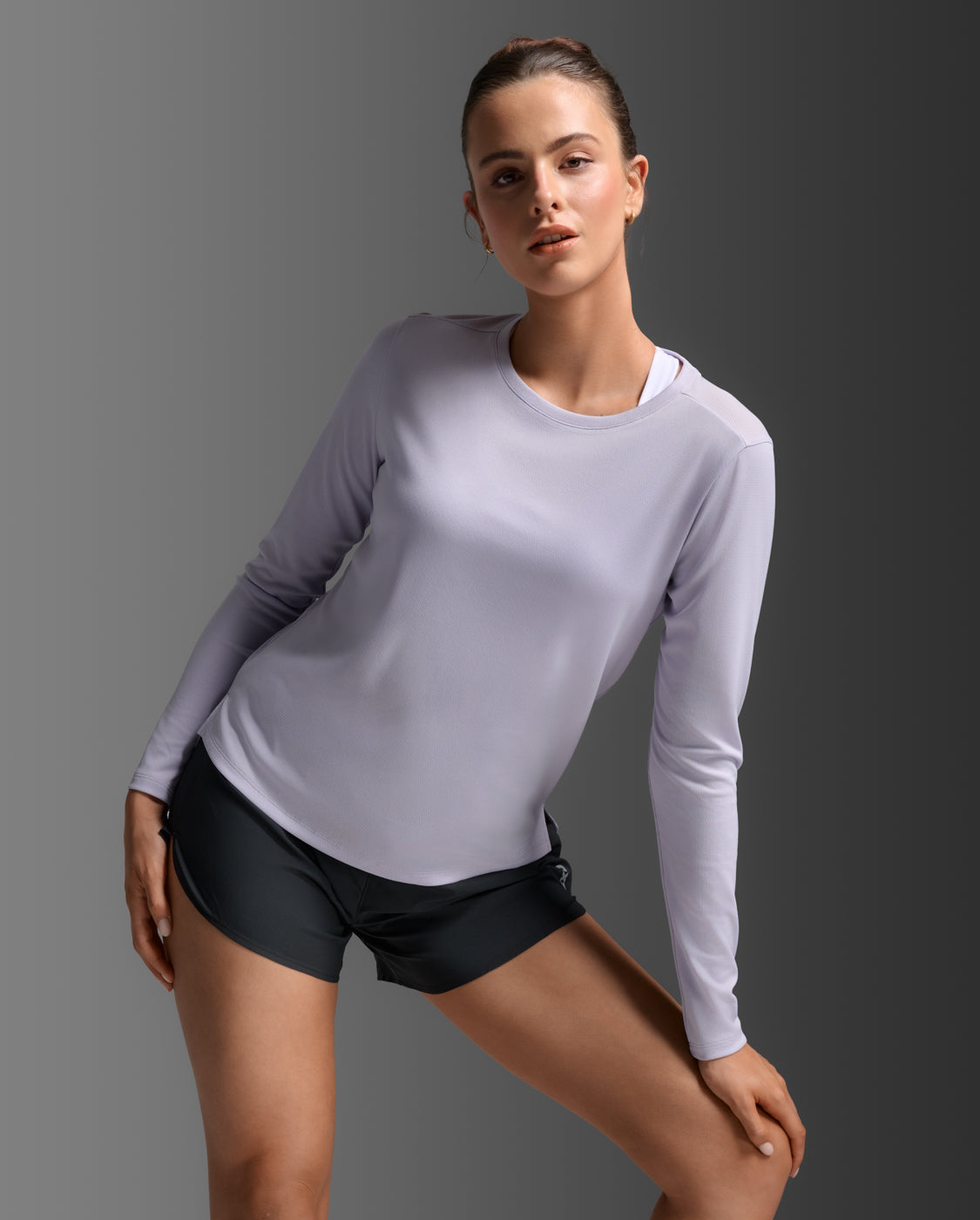 W Aero Long Sleeve 女士 暢跑透氣排汗快乾UPF防曬長袖運動上衣 | 淺紫