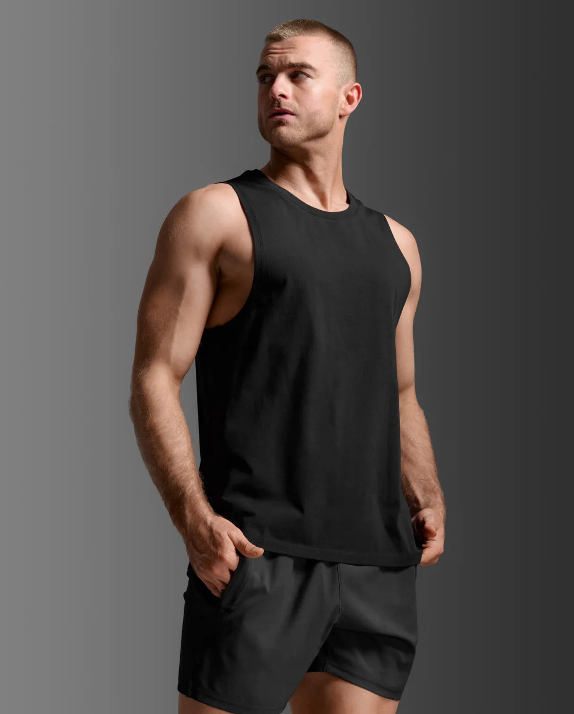 M Motion Cotton Flex Tank 男士 挑戰者柔彈透氣無袖運動背心｜黑